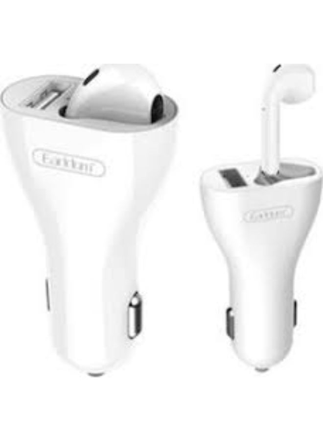 أيرلدوم شاحن سيارة Earldom ET-M41 2 في 1 مع سماعة أذن لاسلكية - أبيض - Image 1